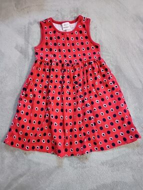 Girls Hanna Andersdon Daisy & Dot Print Organic Cotton Dress Pockets 4